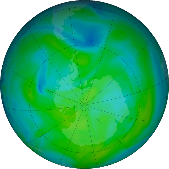 Antarctic ozone map for 26 December 2024